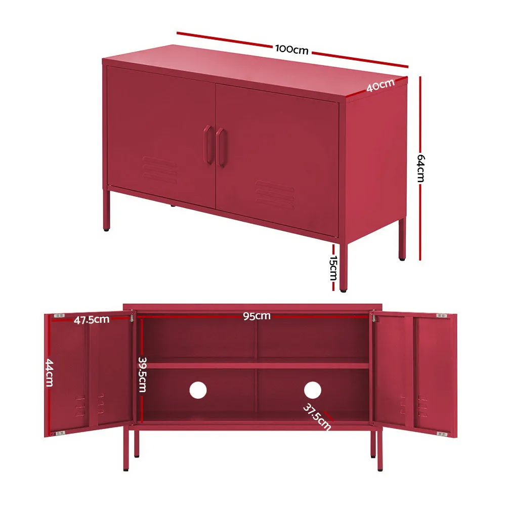 ArtissIn Buffet Sideboard Locker Metal Storage Cabinet - BASE Pink