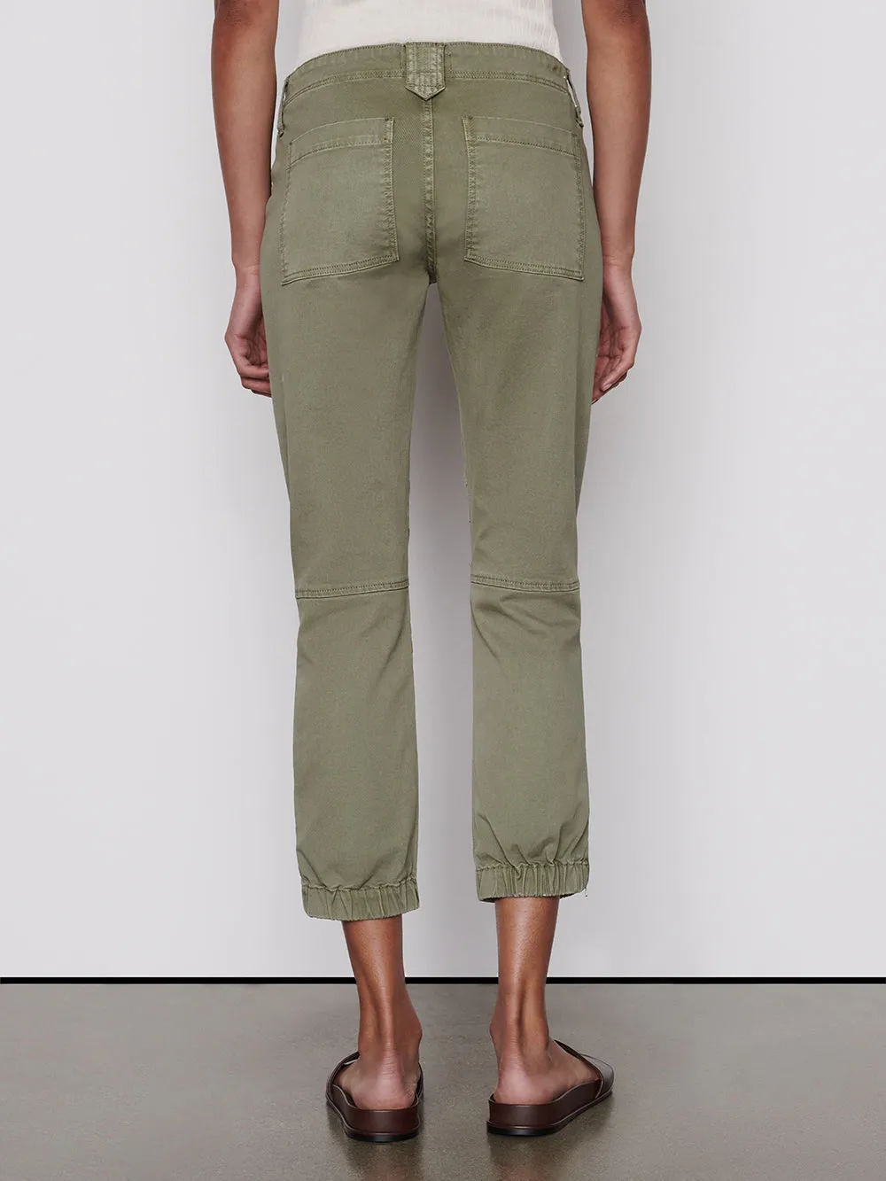 Banded Bottom Trapunto Moto Pant -- Washed Aloe