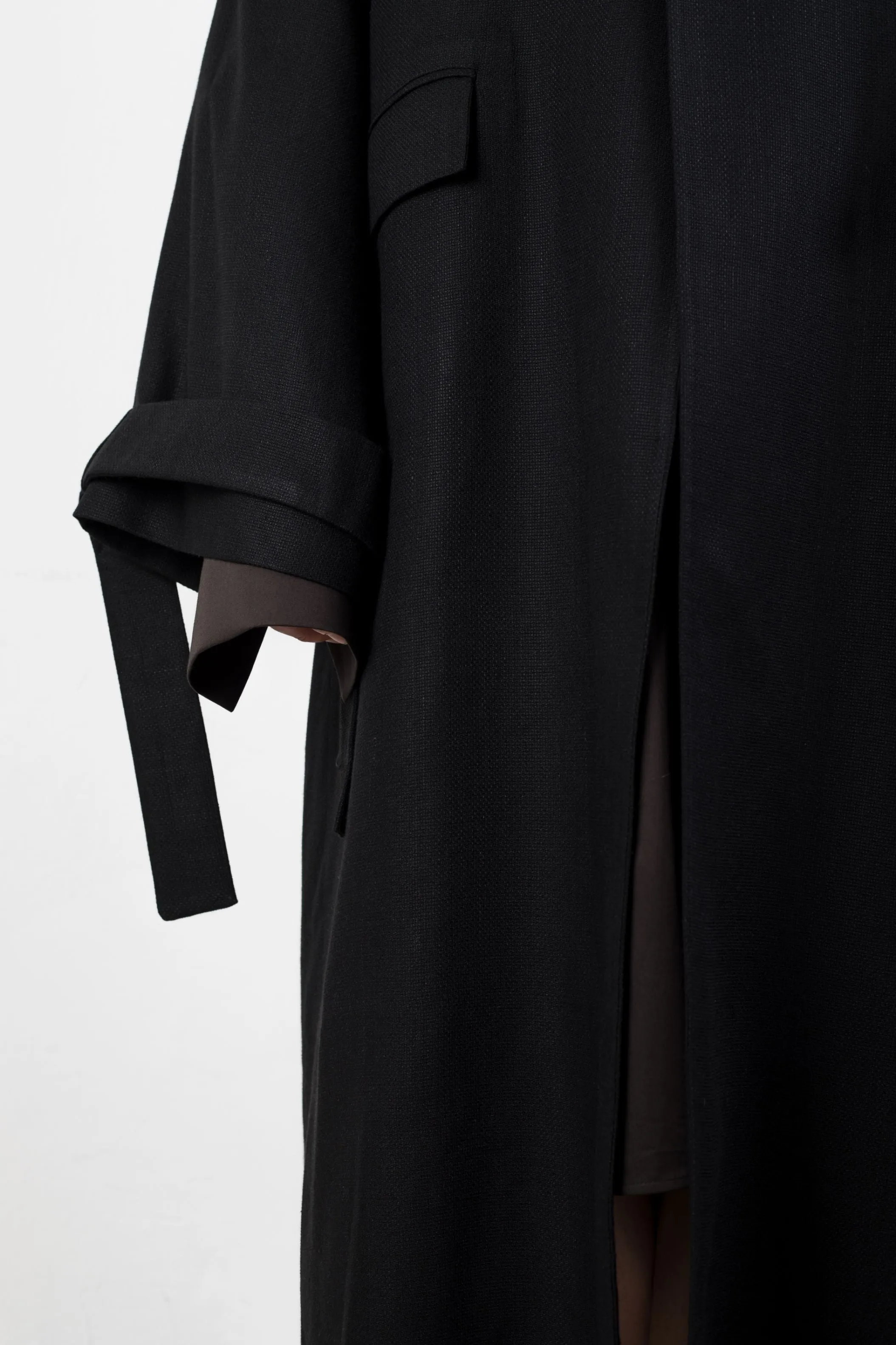 Double collar flax coat