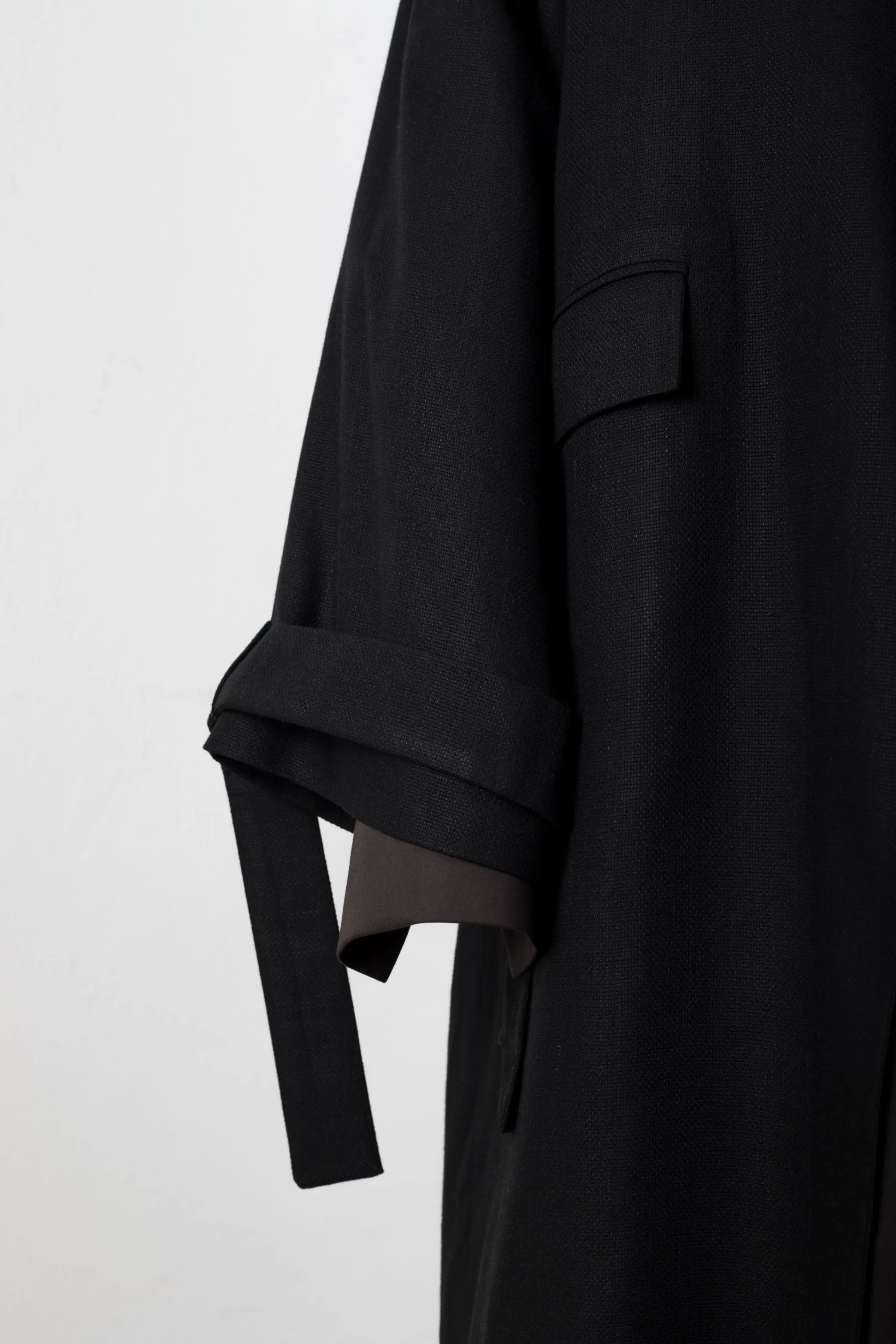 Double collar flax coat