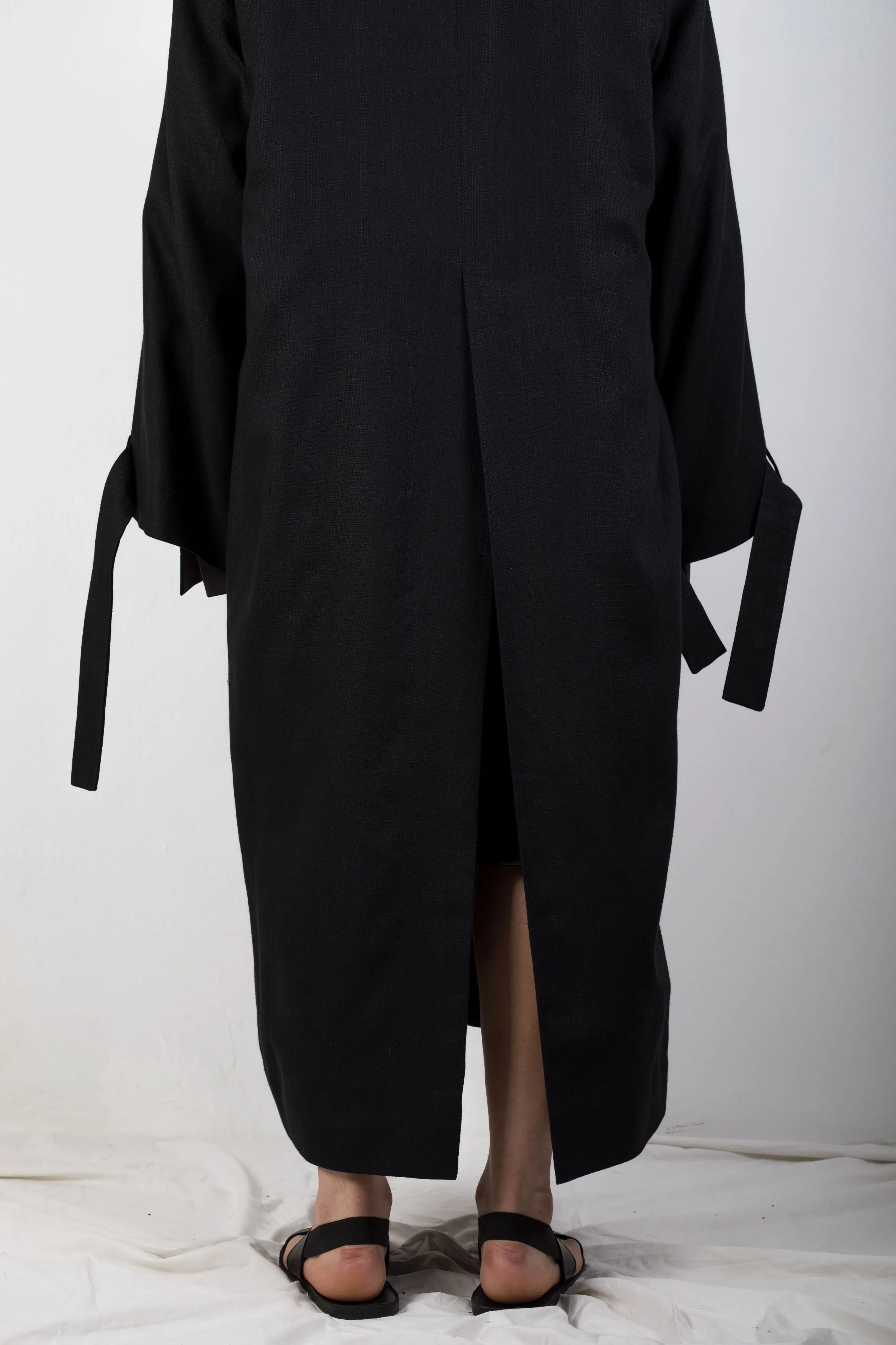 Double collar flax coat