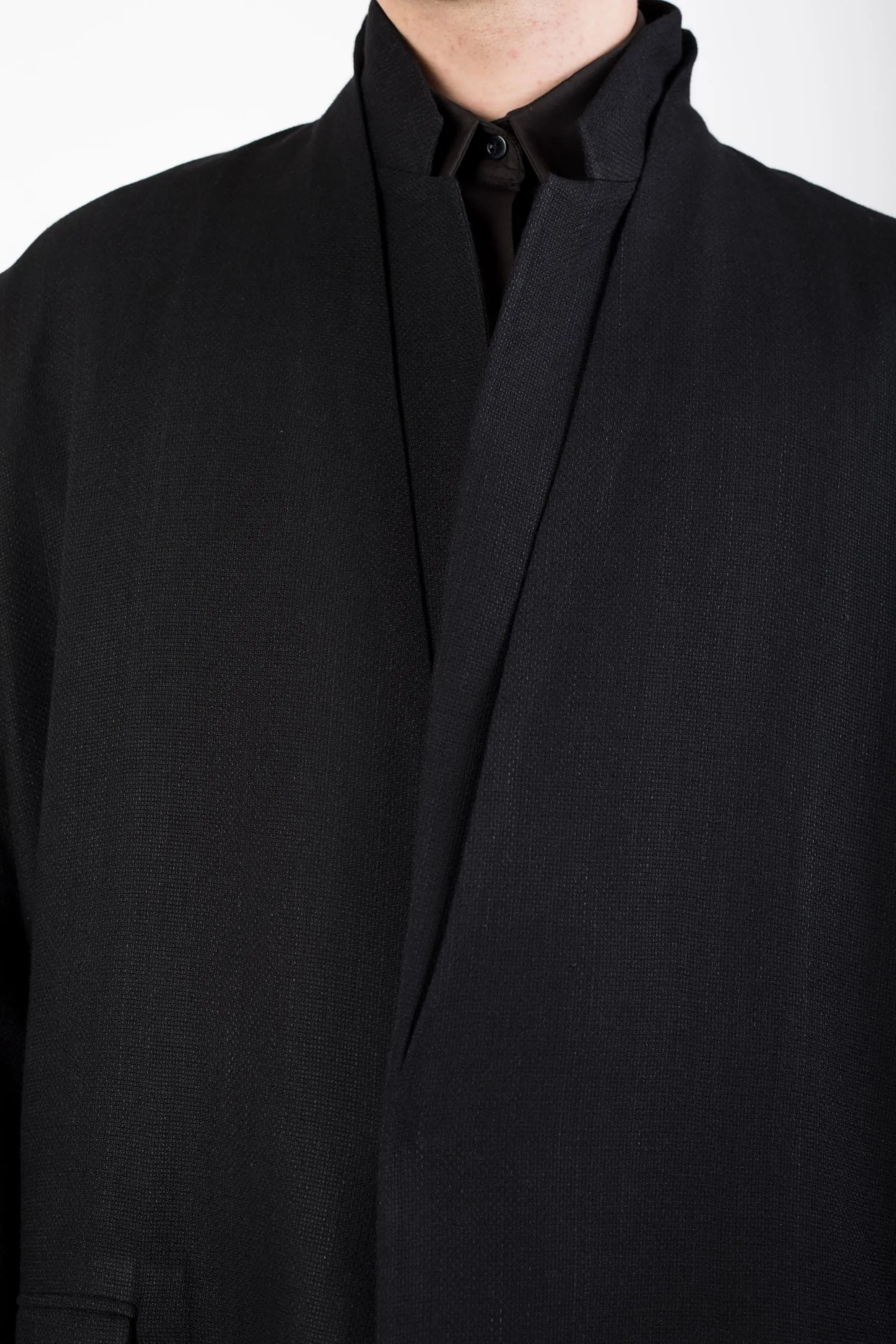 Double collar flax coat
