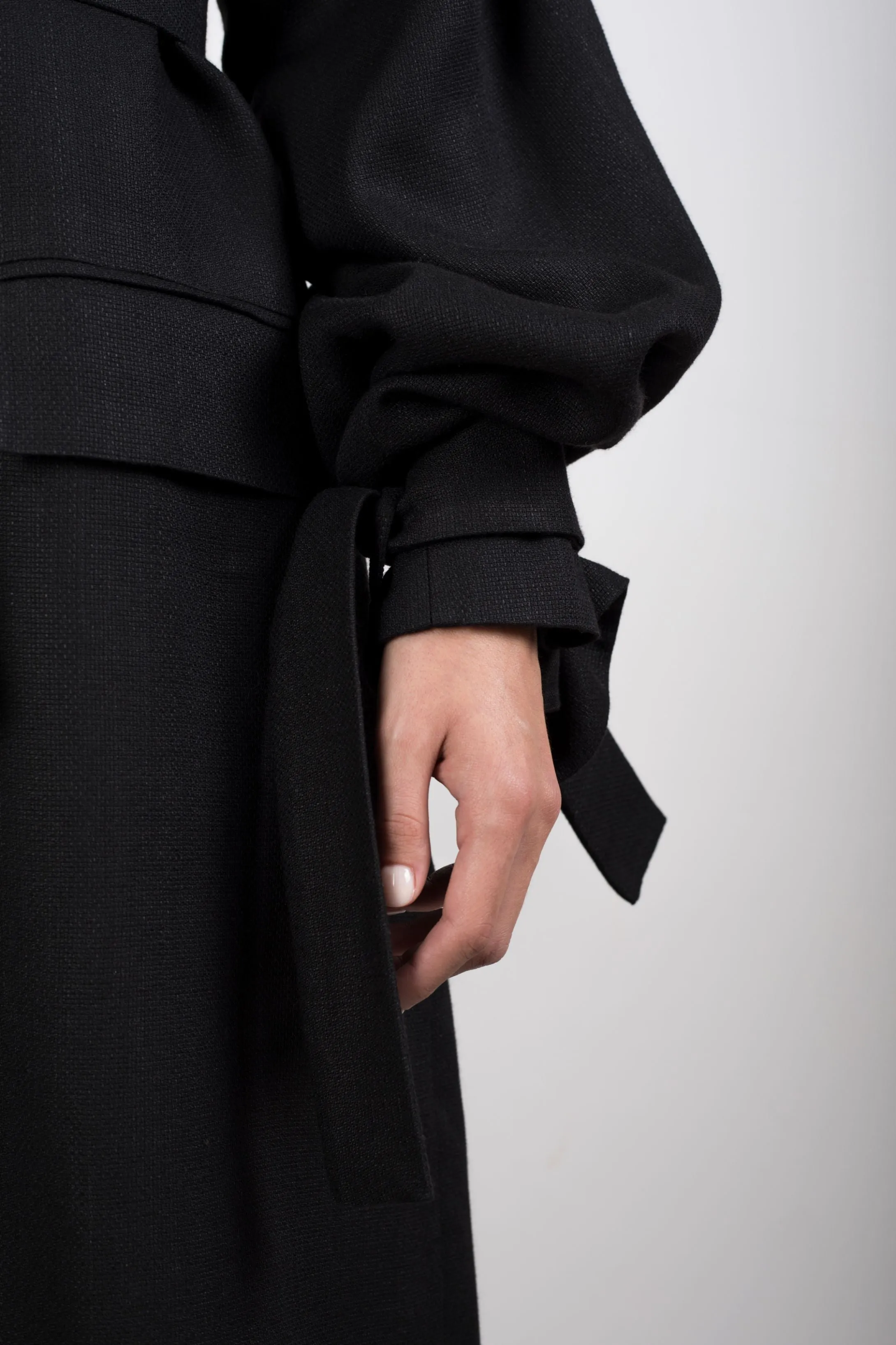 Double collar flax coat