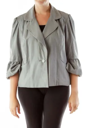 Gray Puffy Sleeves Blazer