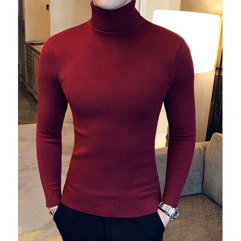 High Neck Thick Warm Sweater  Mens Sweaters Slim Fit Pullover