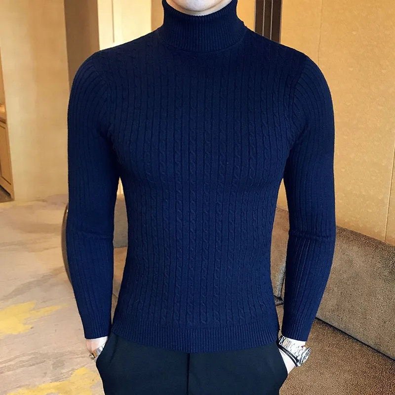 High Neck Thick Warm Sweater  Mens Sweaters Slim Fit Pullover