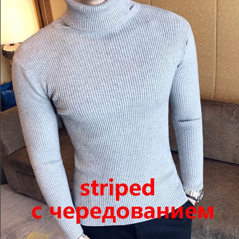 High Neck Thick Warm Sweater  Mens Sweaters Slim Fit Pullover