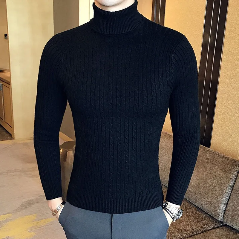 High Neck Thick Warm Sweater  Mens Sweaters Slim Fit Pullover