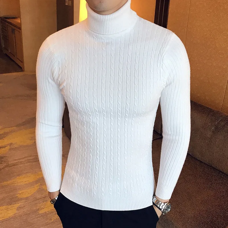 High Neck Thick Warm Sweater  Mens Sweaters Slim Fit Pullover