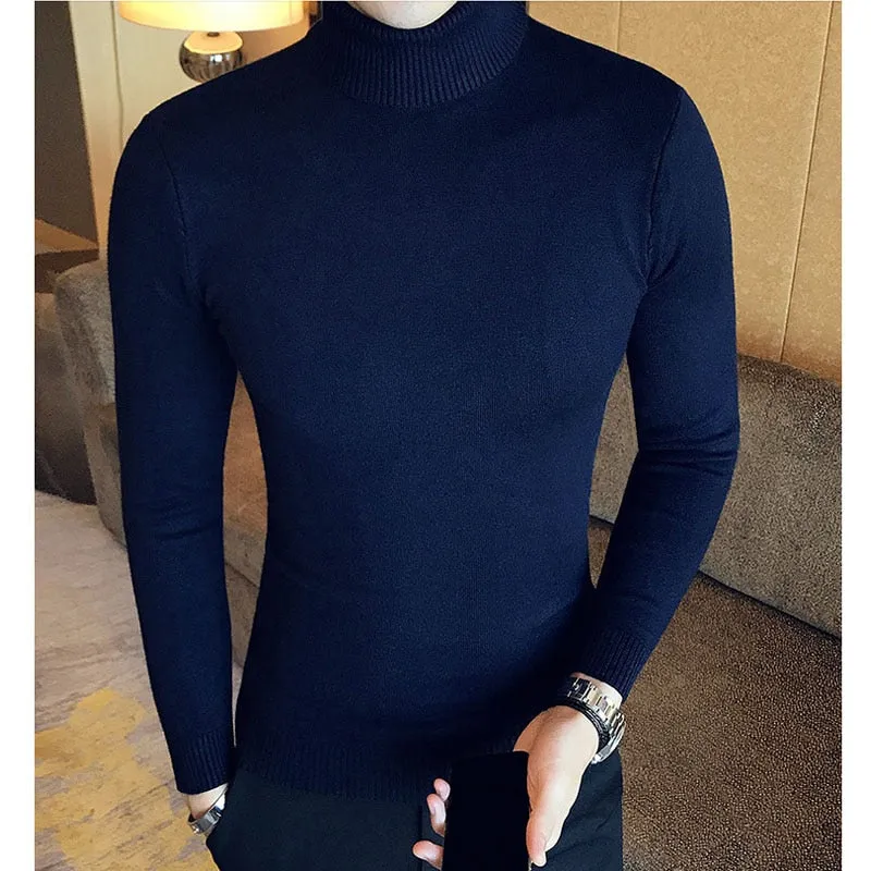 High Neck Thick Warm Sweater  Mens Sweaters Slim Fit Pullover