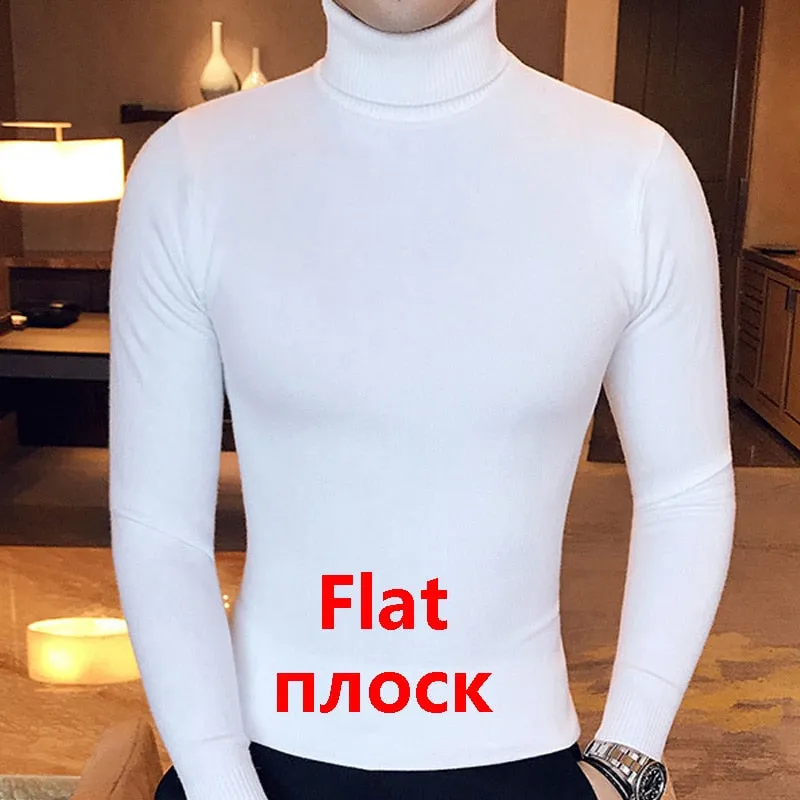 High Neck Thick Warm Sweater  Mens Sweaters Slim Fit Pullover
