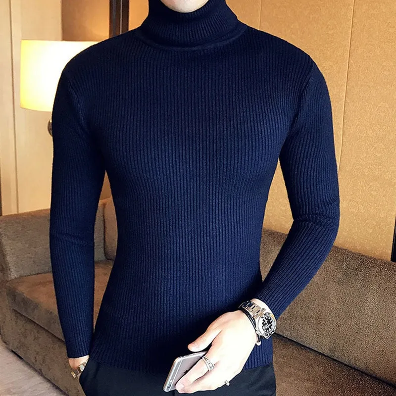 High Neck Thick Warm Sweater  Mens Sweaters Slim Fit Pullover