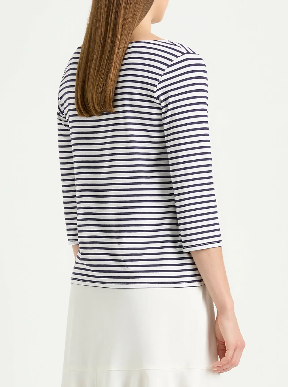 Relaxed Boat Neck - Sapphire/White Straw Stripe