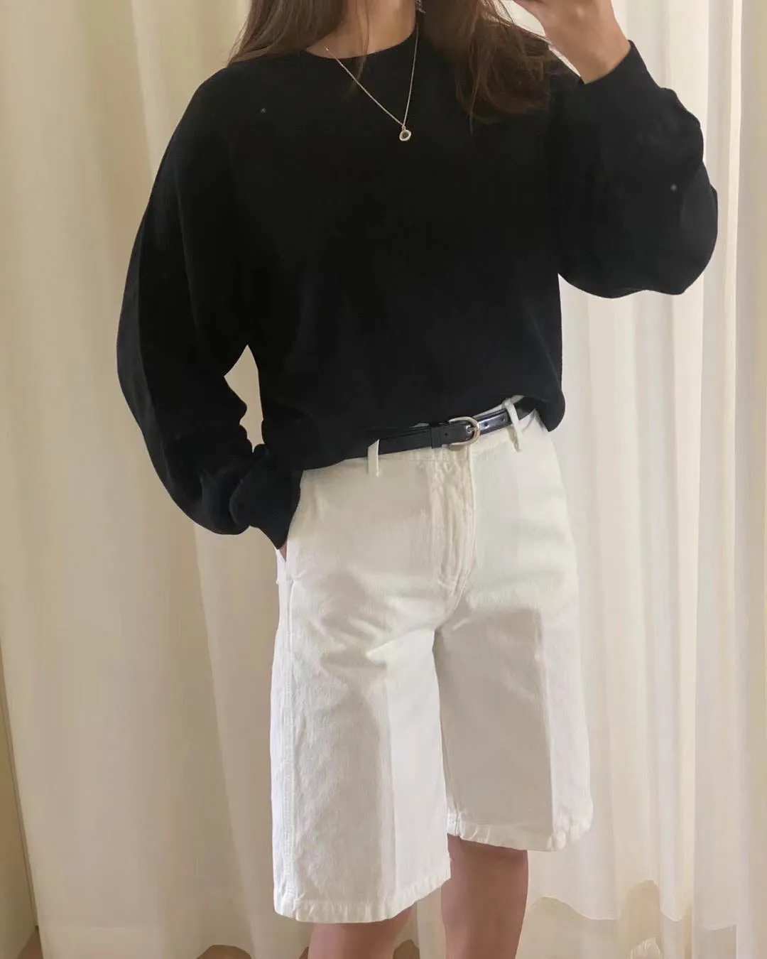 Slouchy Cotton Crew Black