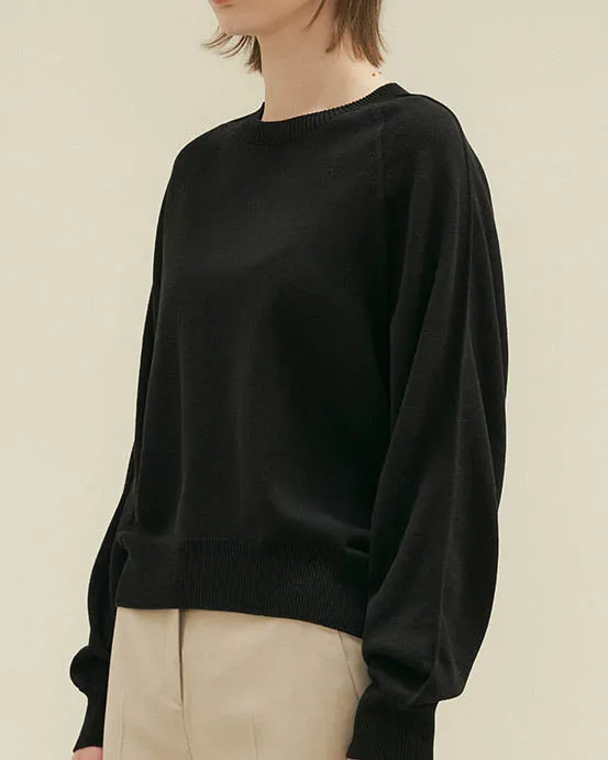 Slouchy Cotton Crew Black